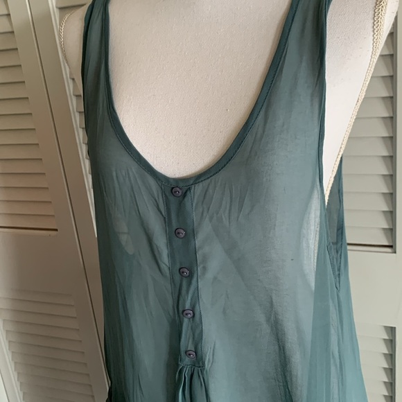 Monoreno for Anthropologie Sheer Tunic Tank Dress Women’s Blue Pockets Sz Large - Picture 2 of 12